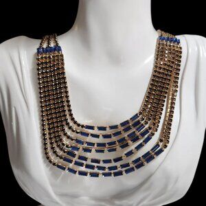 Layered Simulated blue stone necklace